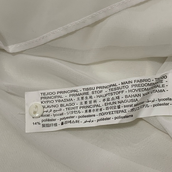 Zara White Tie Waist V-Neck Ruffle Short Sleeve Mini Dress Size Small - Picture 8 of 9